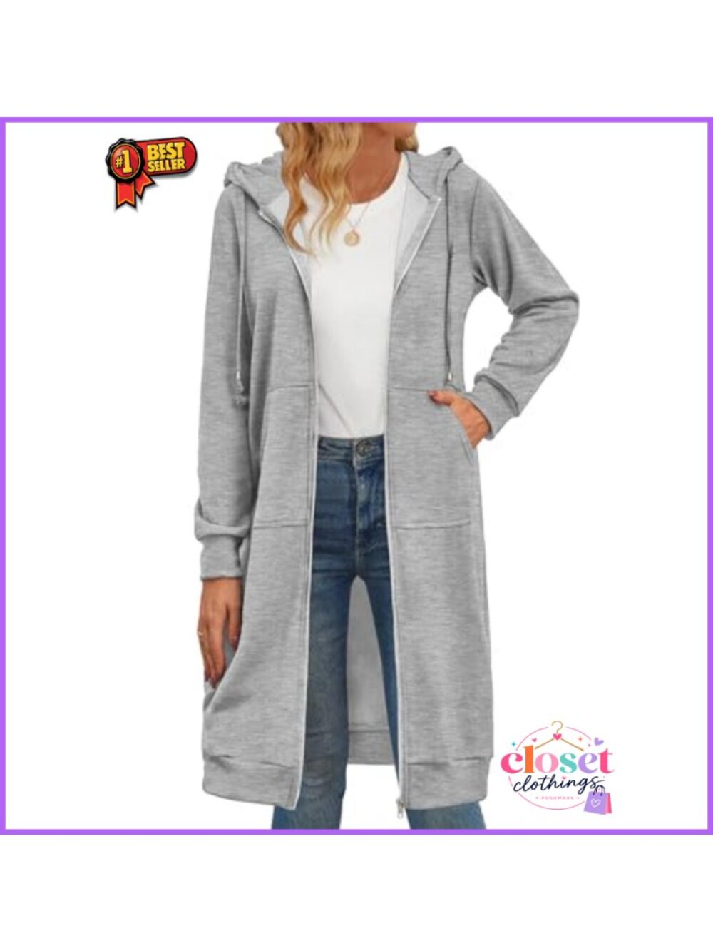 Women's Zip Up Hoodie Oversized Fleece Long Tunic Sweatshirt Casual Long Sleeve